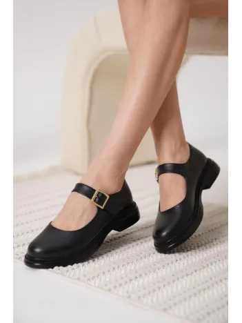 Yokox Siyah Cilt Oxford Ayakkabı Yokox Siyah Cilt Oxford Ayakkabı