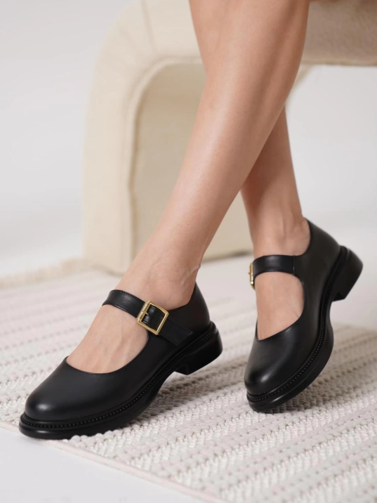 Yokox Siyah Cilt Oxford Ayakkabı Yokox Siyah Cilt Oxford Ayakkabı