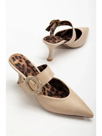 Yote Bej Cilt Topuklu Terlik Yote Bej Cilt Topuklu Terlik