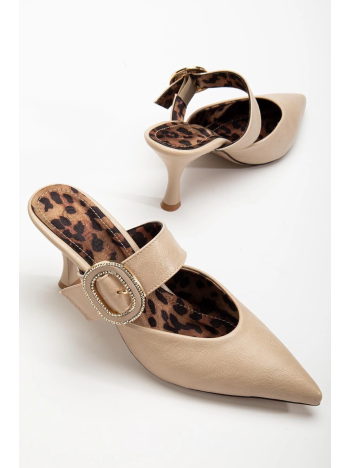 Yote Bej Cilt Topuklu Terlik Yote Bej Cilt Topuklu Terlik