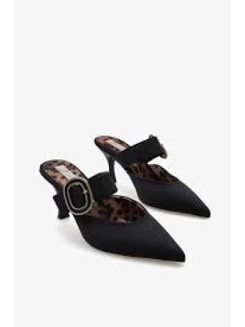 Yote Siyah Saten Topuklu Terlik Yote Siyah Saten Topuklu Terlik