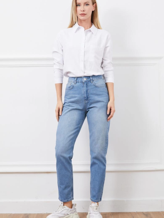 Yüksek bel mom jean pantolon