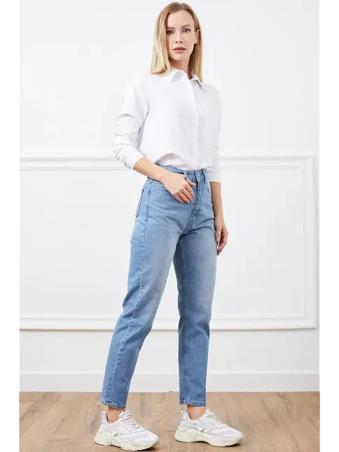 Yüksek Bel Mom Jean Pantolon