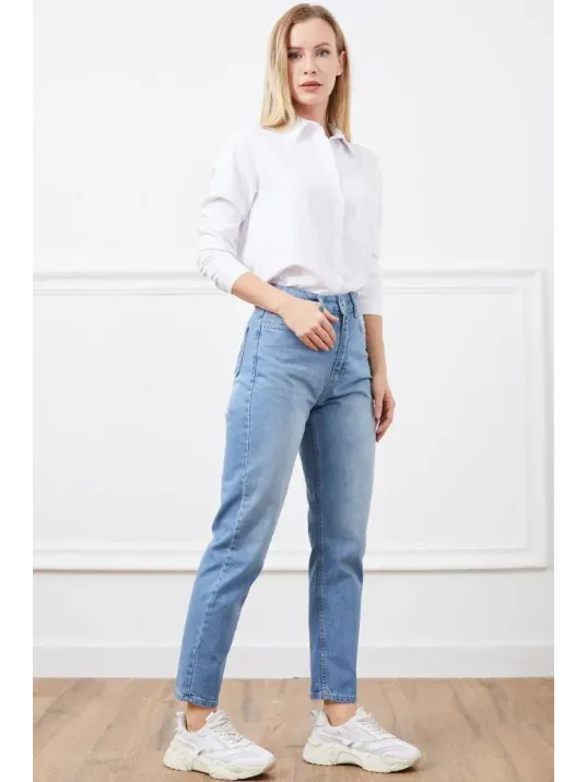 Yüksek Bel Mom Jean Pantolon