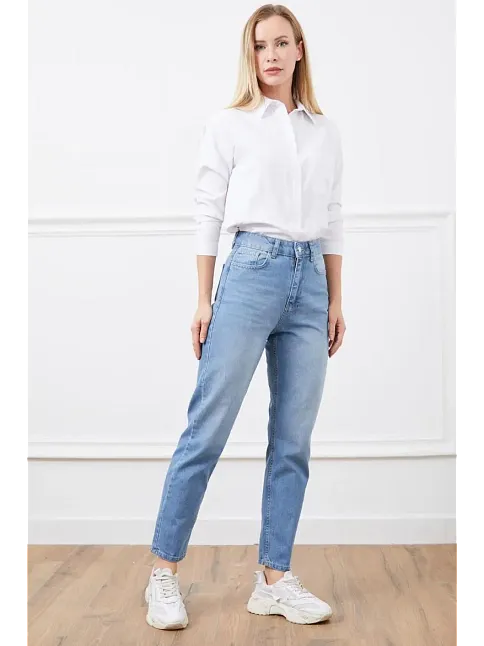 Yüksek Bel Mom Jean Pantolon