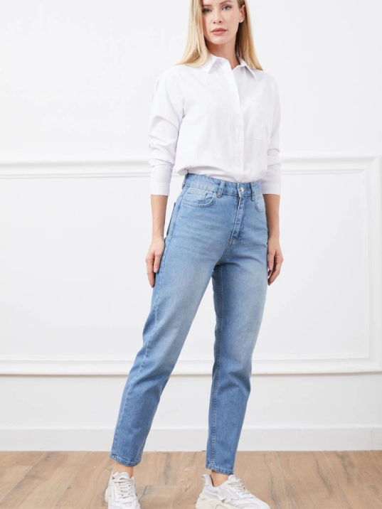 Yüksek bel mom jean pantolon