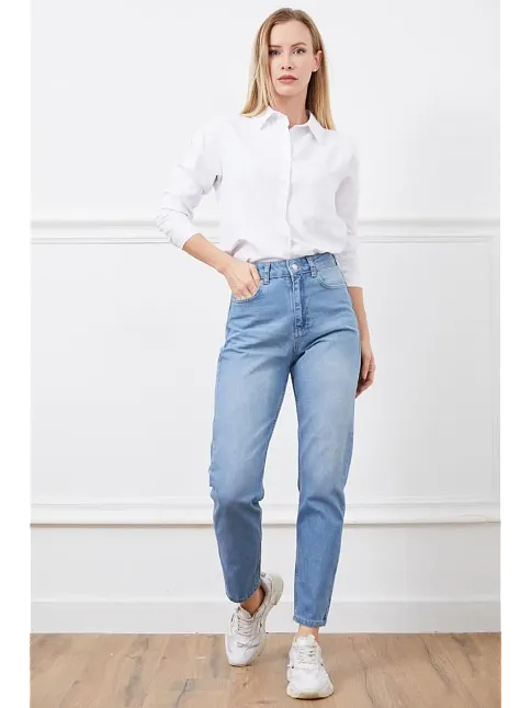 Yüksek Bel Mom Jean Pantolon