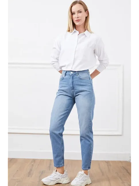 Yüksek Bel Mom Jean Pantolon
