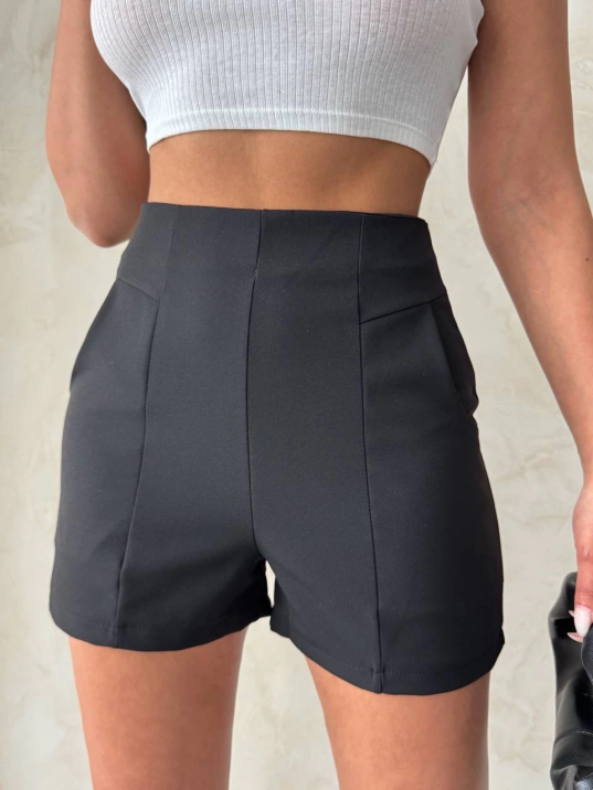 Yüksek bel parçalı double kumaş şort s25312 Yüksek bel parçalı double kumaş şort s25312