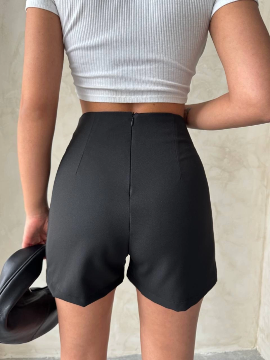 Yüksek bel parçalı double kumaş şort s25312 Yüksek bel parçalı double kumaş şort s25312