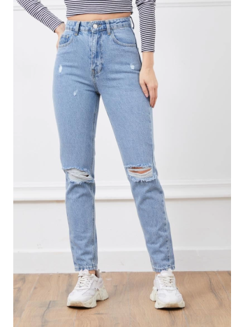 Yüksek bel yırtmaçlı mom jean pantolon Yüksek bel yırtmaçlı mom jean pantolon