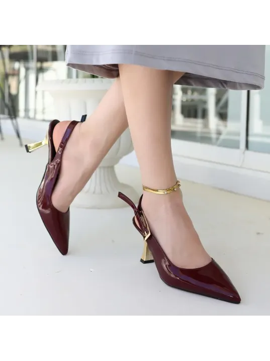 Zalin Bordo Rugan Topuklu Ayakkabı Zalin Bordo Rugan Topuklu Ayakkabı