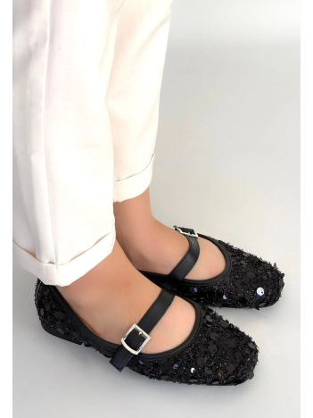 Zaty Siyah Süet Siyah Pullu Babet Ayakkabı Zaty Siyah Süet Siyah Pullu Babet Ayakkabı