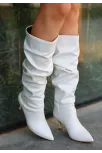 Zelya Beyaz Cilt Topuklu Çizme Zelya Beyaz Cilt Topuklu Çizme