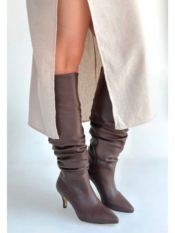 Zelya Kahverengi Cilt Topuklu Çizme Zelya Kahverengi Cilt Topuklu Çizme