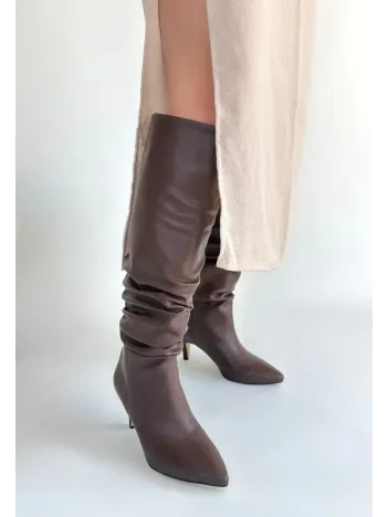 Zelya Kahverengi Cilt Topuklu Çizme Zelya Kahverengi Cilt Topuklu Çizme