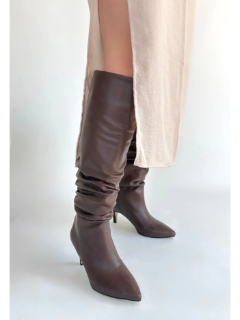 Zelya Kahverengi Cilt Topuklu Çizme Zelya Kahverengi Cilt Topuklu Çizme