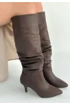 Zelya Kahverengi Cilt Topuklu Çizme Zelya Kahverengi Cilt Topuklu Çizme