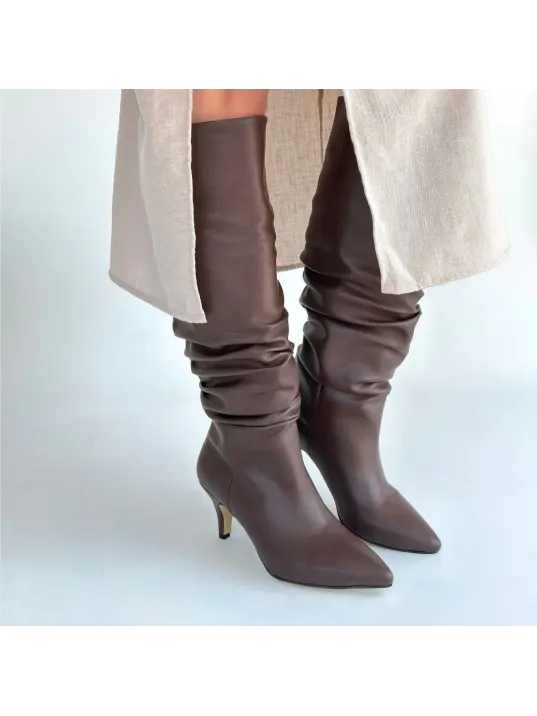 Zelya Kahverengi Cilt Topuklu Çizme Zelya Kahverengi Cilt Topuklu Çizme