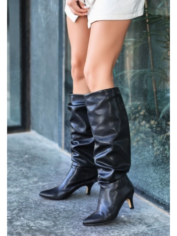 Zelya Siyah Cilt Topuklu Çizme Zelya Siyah Cilt Topuklu Çizme