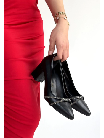 Zenta Siyah Cilt Topuklu Ayakkabı
