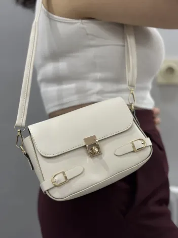 Zerej Kemerli Krem Cilt Çanta