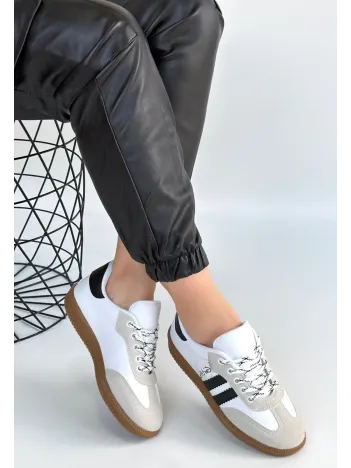 Zerti Beyaz Cilt Bağcıklı Spor Ayakkabı