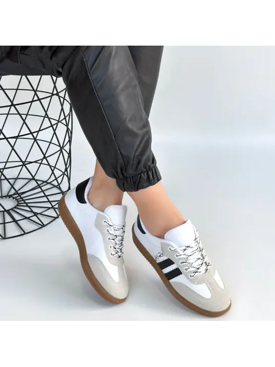 Zerti Beyaz Cilt Bağcıklı Spor Ayakkabı