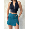 Zincirli şort etek petrol yeşili s24676 Zincirli şort etek petrol yeşili s24676
