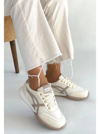 Zlay Bej Cilt Vizon Detaylı Bağcıklı Spor Ayakkabı Zlay Bej Cilt Vizon Detaylı Bağcıklı Spor Ayakkabı