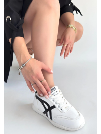 Zlay Beyaz Cilt Siyah Detaylı Bağcıklı Spor Ayakkabı Zlay Beyaz Cilt Siyah Detaylı Bağcıklı Spor Ayakkabı