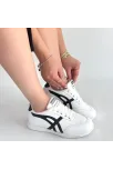 Zlay Beyaz Cilt Siyah Detaylı Bağcıklı Spor Ayakkabı