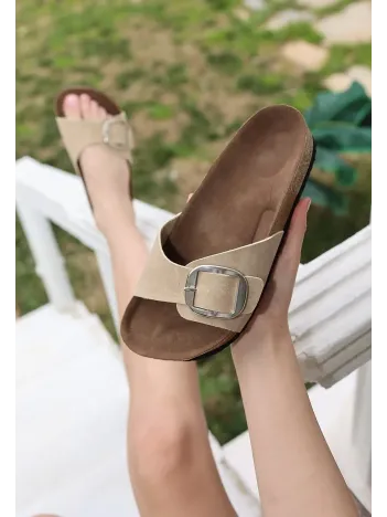 Zooy Bej Nubuk Terlik