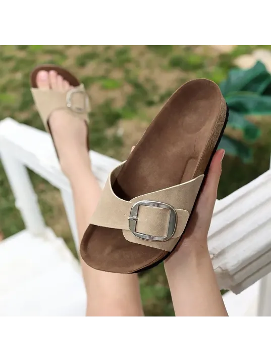 Zooy Bej Nubuk Terlik