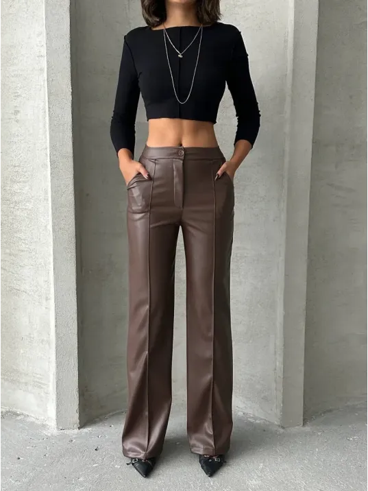 Zr Deri Palazzo Pantolon Kahve H24654 Zr Deri Palazzo Pantolon Kahve H24654