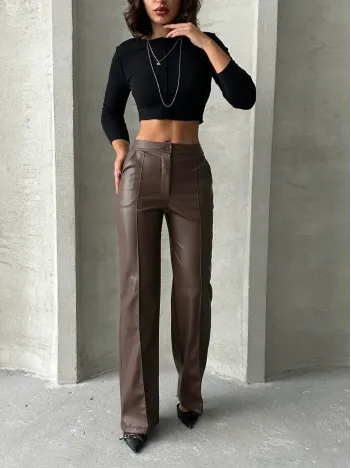 Zr Deri Palazzo Pantolon Kahve H24654