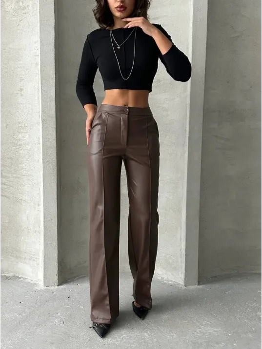 Zr Deri Palazzo Pantolon Kahve H24654 Zr Deri Palazzo Pantolon Kahve H24654