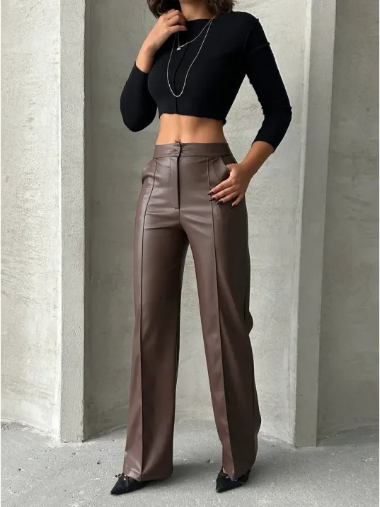 Zr Deri Palazzo Pantolon Kahve H24654 Zr Deri Palazzo Pantolon Kahve H24654