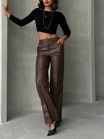 Zr Deri Palazzo Pantolon Kahve H24654