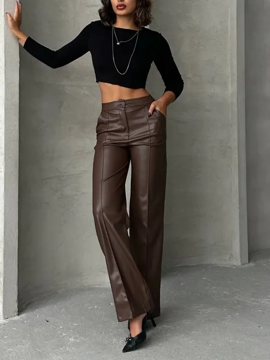 Zr Deri Palazzo Pantolon Kahve H24654 Zr Deri Palazzo Pantolon Kahve H24654