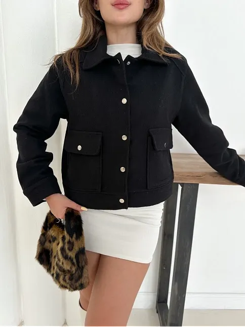 Zr Model Kaşe Ceket Siyah St255807