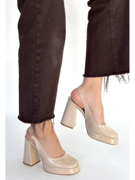 Zuda Bej Rugan Platform Topuk Ayakkabı