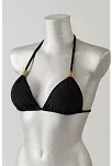 Kadın Siyah Pedli Üçgen Bikini Üstü Halter Bağlamalı Aksesuarlı