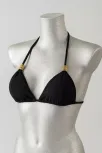 Kadın Siyah Pedli Üçgen Bikini Üstü Halter Bağlamalı Aksesuarlı Kadın Siyah Pedli Üçgen Bikini Üstü Halter Bağlamalı Aksesuarlı