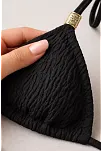 Kadın Siyah Pedli Üçgen Bikini Üstü Halter Bağlamalı Aksesuarlı
