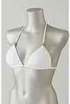 Kadın Beyaz Pedli Üçgen Bikini Üstü Halter Bağlamalı Aksesuarlı