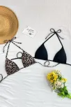 Kadın Leopar Desenli Ve Siyah Minimal Kesim Üçgen Bikini Üstü Kadın Leopar Desenli Ve Siyah Minimal Kesim Üçgen Bikini Üstü