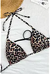 Kadın Leopar Desenli Ve Siyah Minimal Kesim Üçgen Bikini Üstü