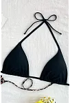 Kadın Leopar Desenli Ve Siyah Minimal Kesim Üçgen Bikini Üstü