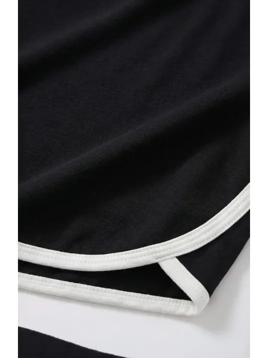 Kadın Siyah Askılı Crop Top Ve Şortlu Gecelik Takım